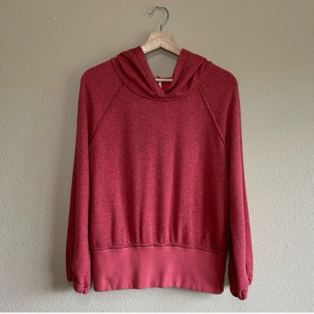 Free People cotton blend long sleeve hooded sweatshirt women’s-size M - Picture 1 of 9